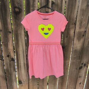 CAT & JACK | Girls Pink Emoji Heart Eyes Casual Dress XL